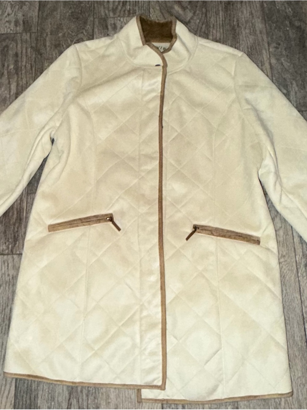 Orvis Quilted Faux Suede Faux Fur Lined Coat Size Large